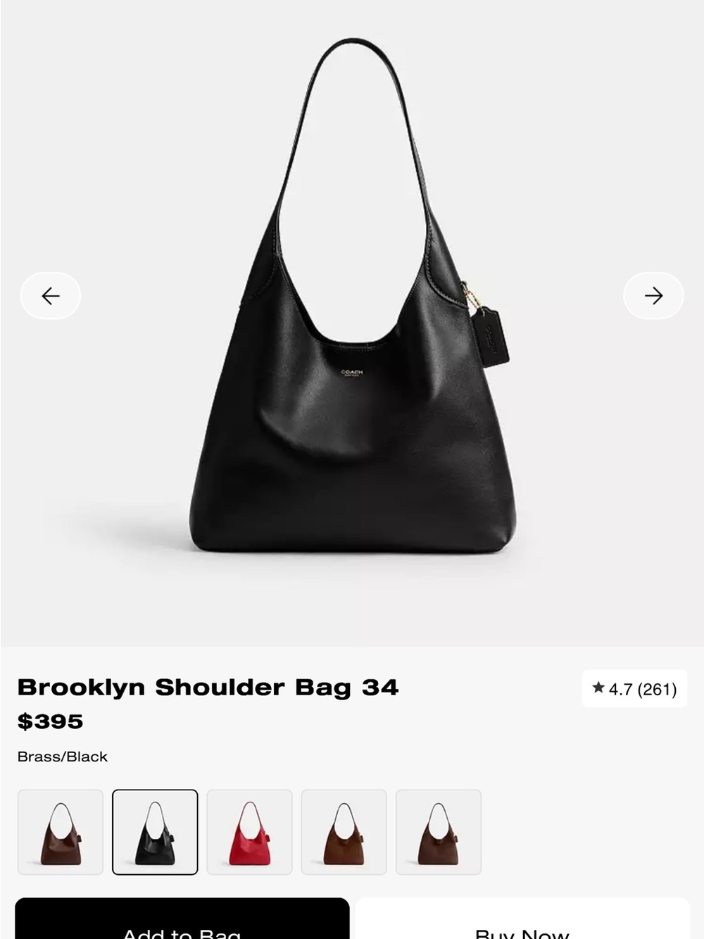Coach Brooklyn Shoulder Bag 34 in Black